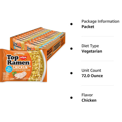 Nissin Top Ramen Bowl – Easy Microwave Lunch for Picky Eaters, No Stove Required, Beef 6-Pack
