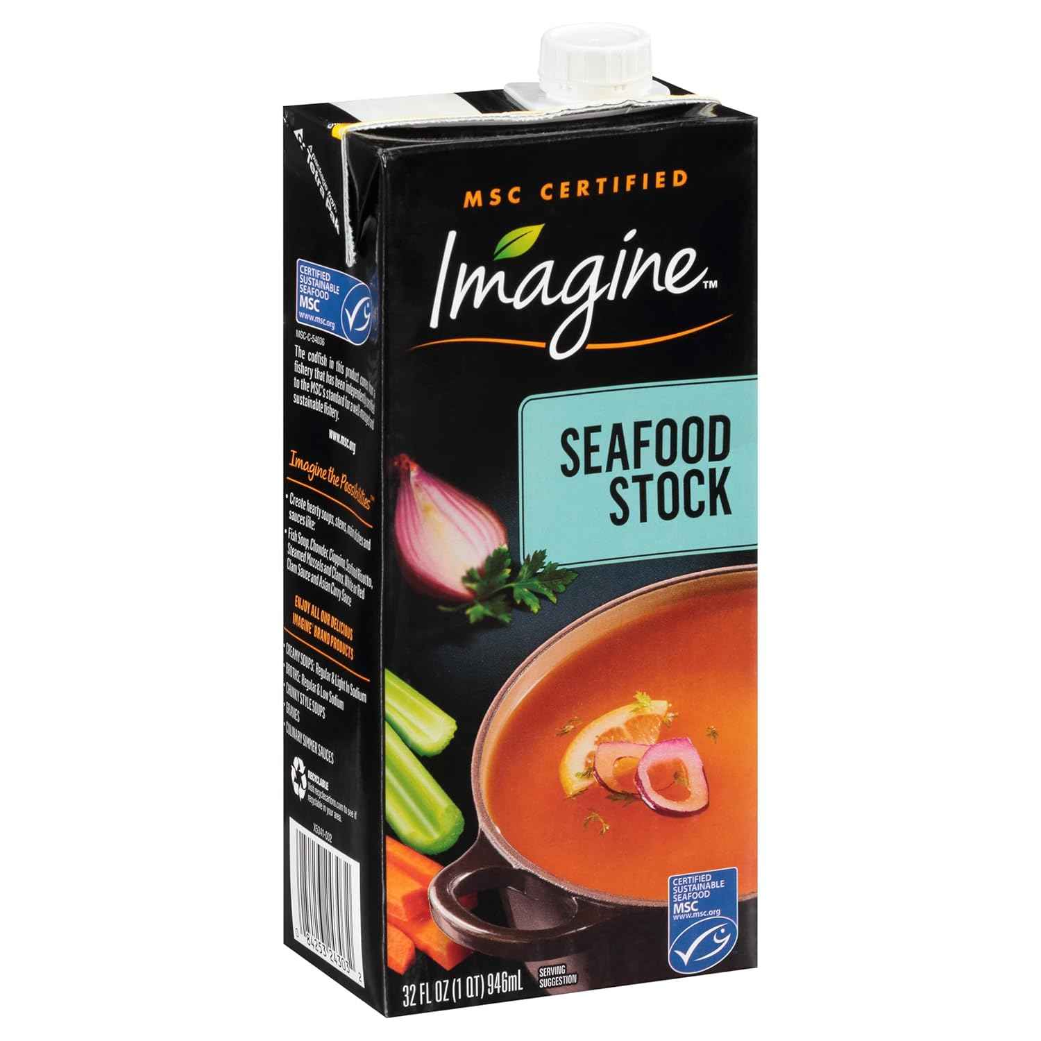 Imagine Seafood Stock 32 oz – Allergen-Friendly Fish Stock for Family Weeknight Dinners