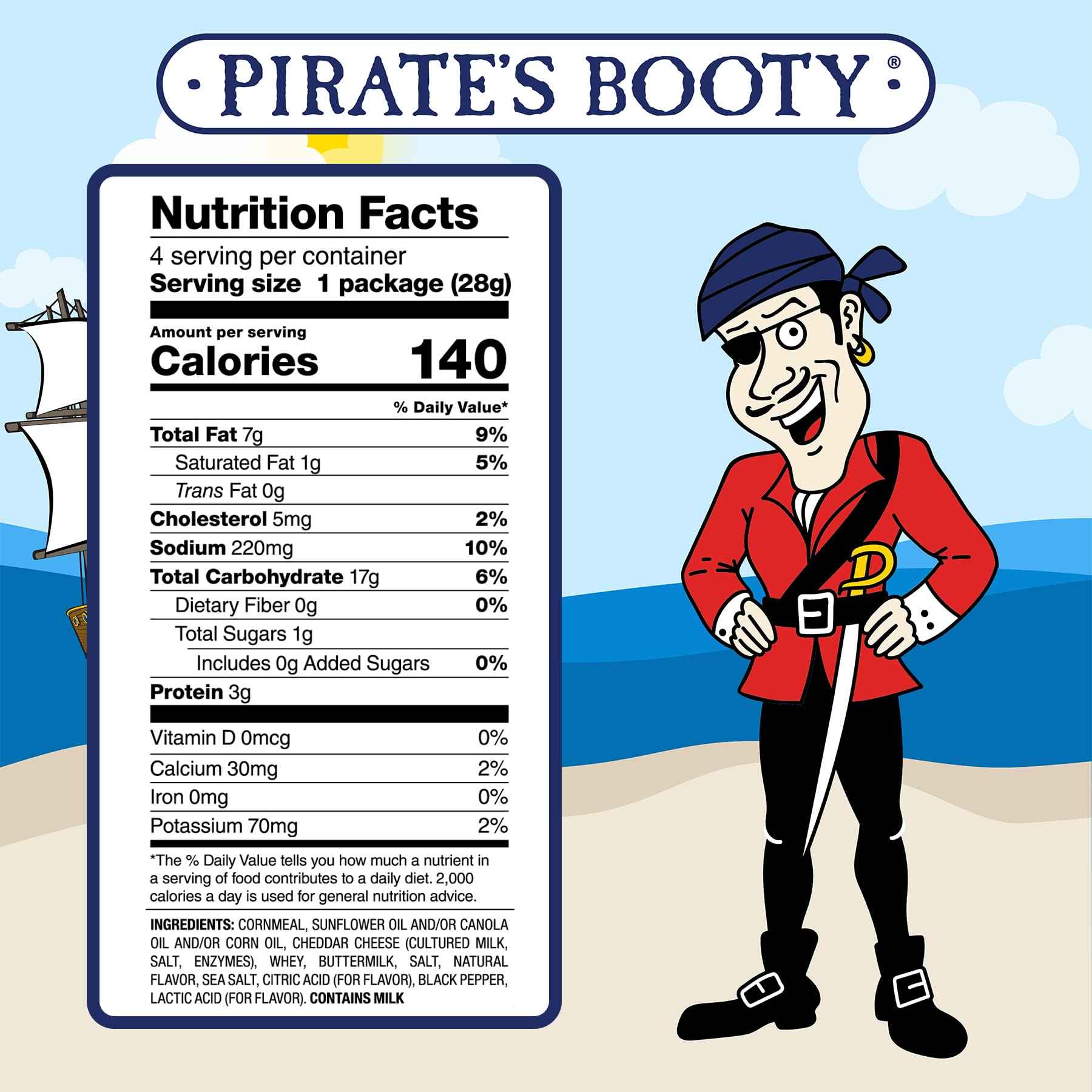 Pirate's Booty Aged White Cheddar Cheese Puffs – Allergen-Safe Nut-Free Family Snack, Classroom and Birthday Party