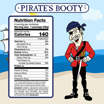 Pirate's Booty Aged White Cheddar Cheese Puffs – Allergen-Safe Nut-Free Family Snack, Classroom and Birthday Party