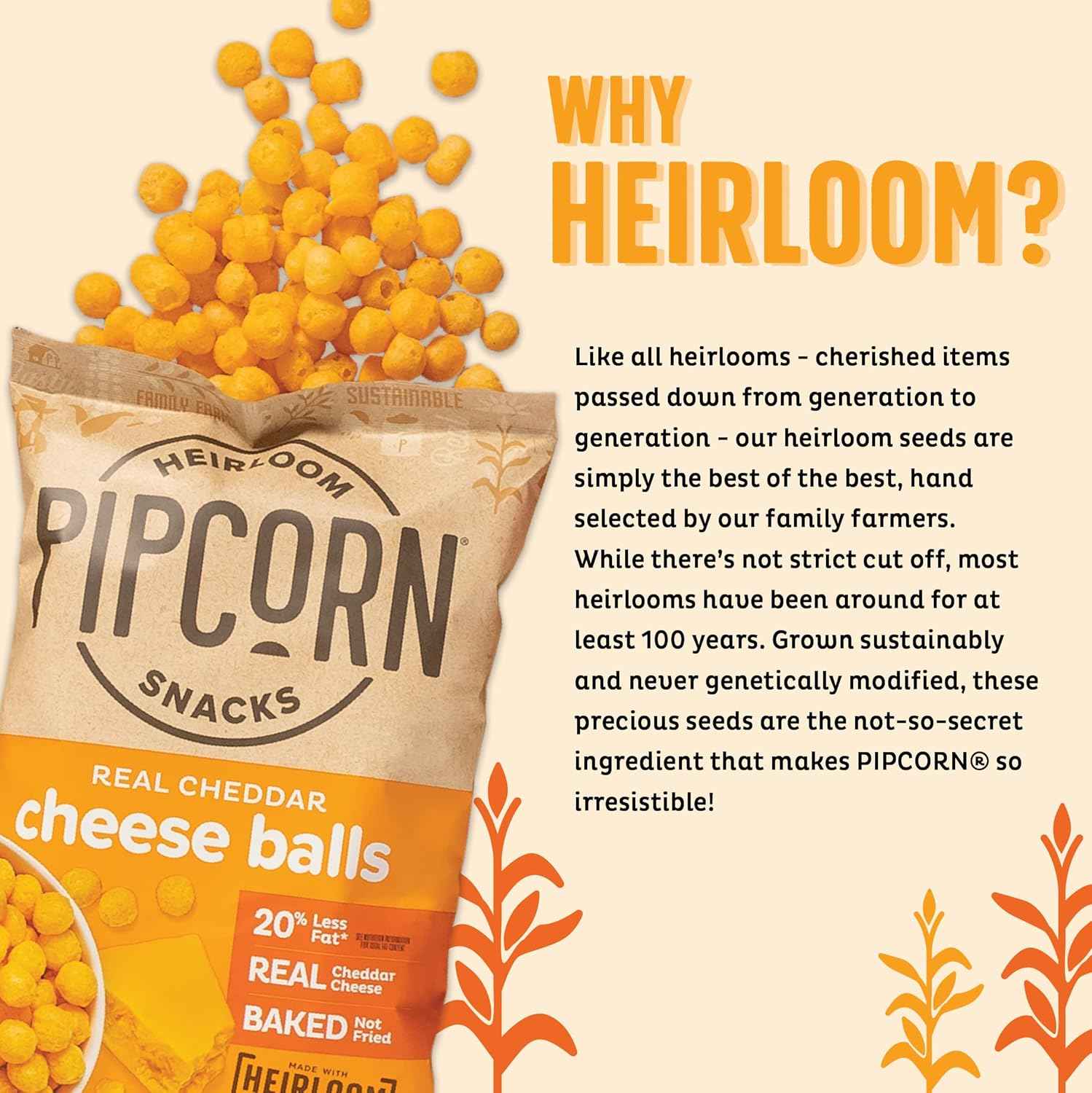 Pipcorn Heirloom Cheddar Cheese Balls – Artisanal Hostess Gift for Entertaining, Organic Snack