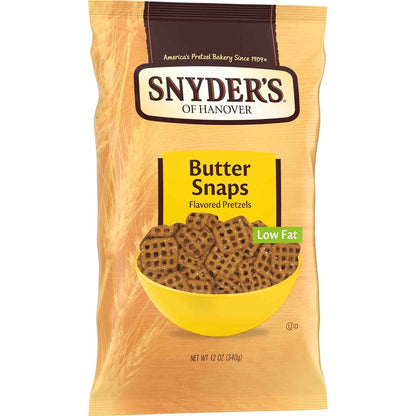 Snyder's of Hanover Butter Snaps Pretzels – Guilt-Free Low-Fat Office Snack, No Artificial Flavors 3-Pack