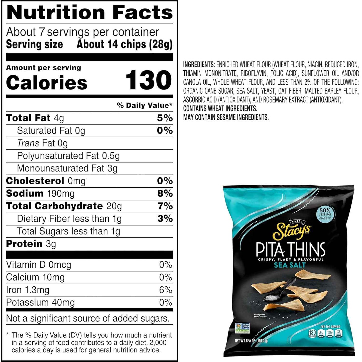 Stacy's Pita Crisps Simply Naked – Single-Ingredient Style Baked Chip for Uncluttered Pantries, 6.75 oz