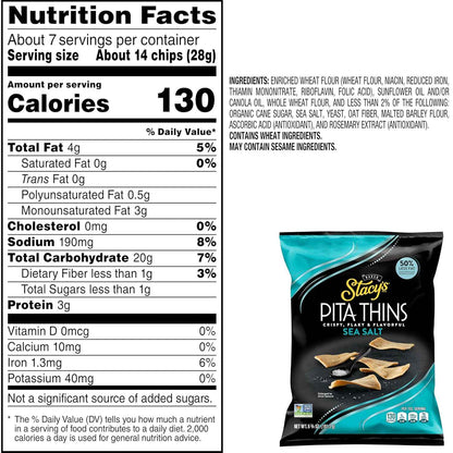 Stacy's Pita Crisps Simply Naked – Single-Ingredient Style Baked Chip for Uncluttered Pantries, 6.75 oz