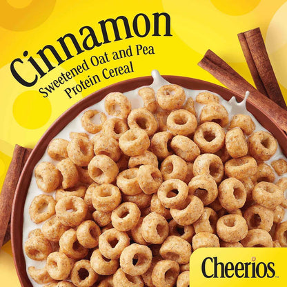 Cheerios Protein Cereal, Cinnamon – Clean-Label Pantry Staple for Self-Care Breakfasts, Family Size 15 oz