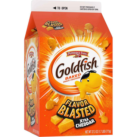 Goldfish Cheddar Cheese Crackers – Nostalgic Throwback Snack Gift for the Coworker Break Room and Office Secret Santa, 27.3 oz