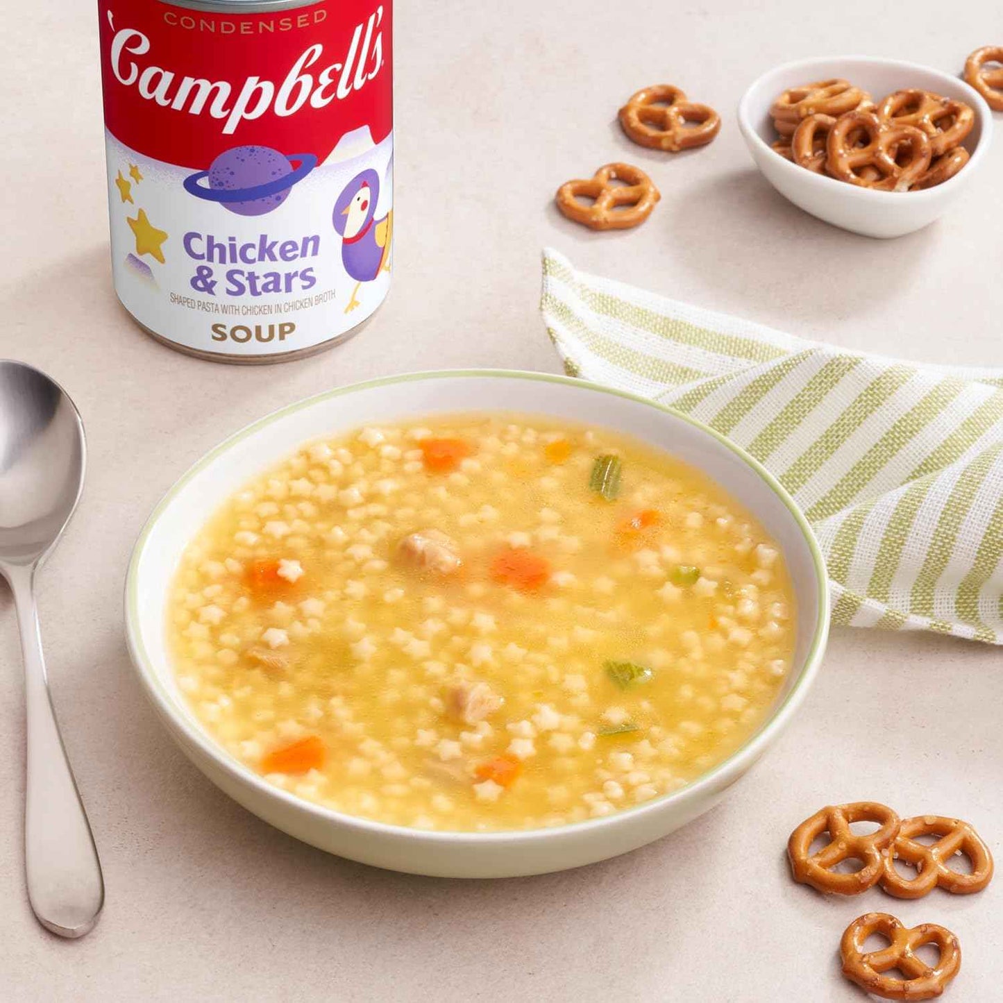 Campbell's Condensed Kids Chicken and Stars Soup – Playful Star Pasta for Toddler Lunches and After-School Snacks, 10.5 oz Can (4 Pack)