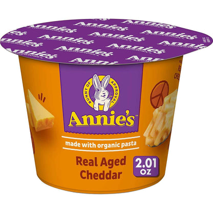 Annie's Real Aged Cheddar Microwave Mac & Cheese Cups – Thoughtful Care Package Gift for College Students, 8 Count