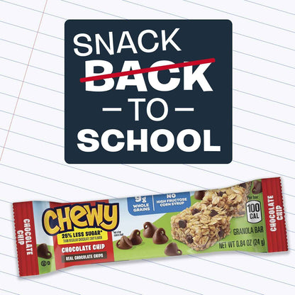Quaker Chewy Granola Bars 25% Less Sugar – Better-for-You Snack for Home Office and Gym Bag, 18 Bars