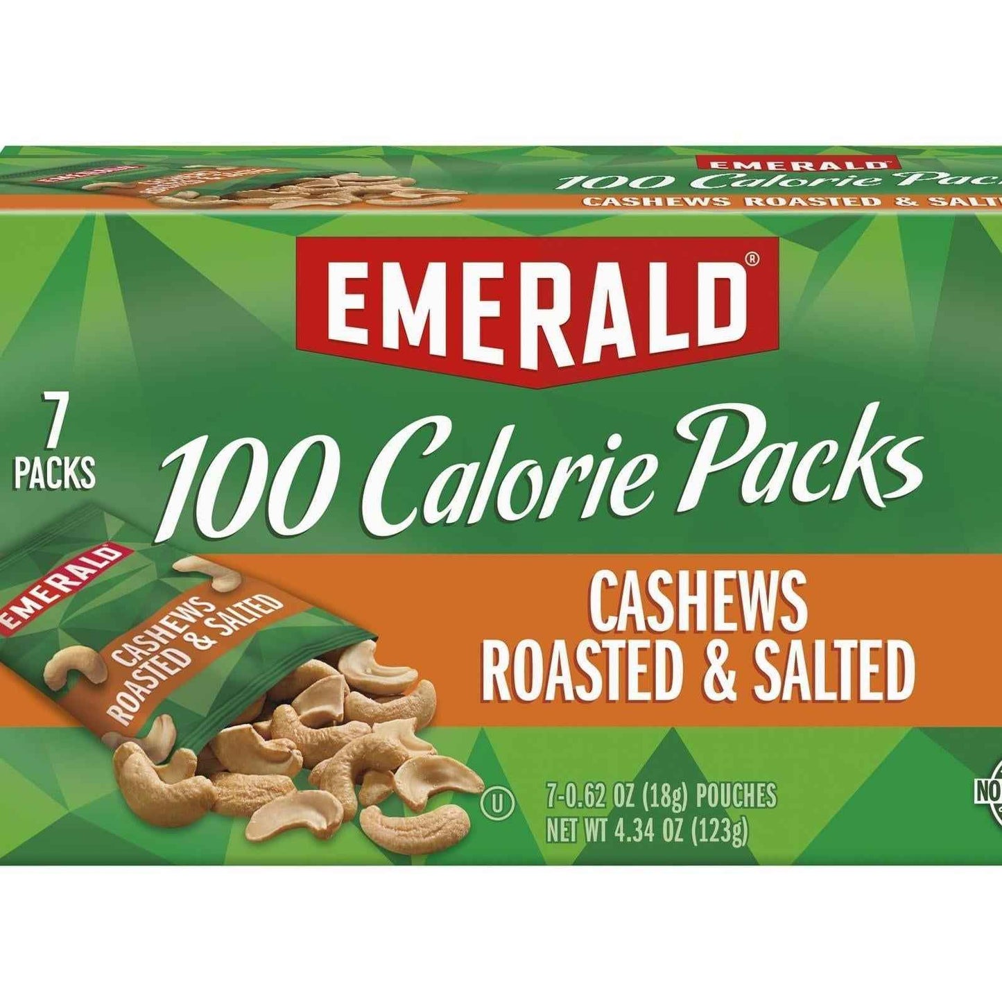 Emerald Nuts Roasted and Salted Cashews 7ct – Single-Serve Office Snack Pack for Focus Breaks and Commuter Bag Energy
