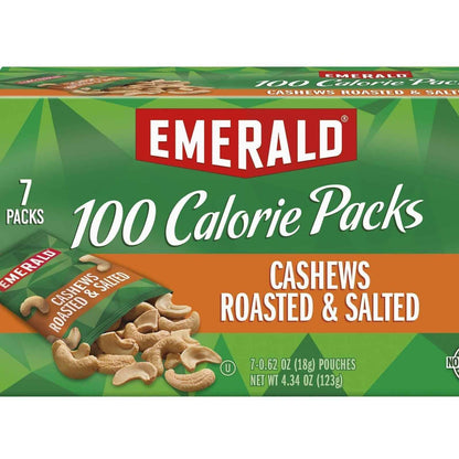 Emerald Nuts Roasted and Salted Cashews 7ct – Single-Serve Office Snack Pack for Focus Breaks and Commuter Bag Energy