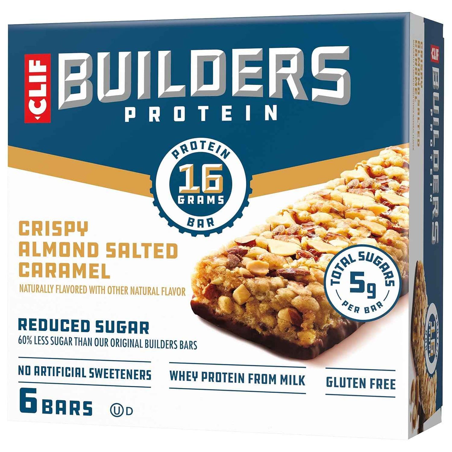 CLIF BUILDERS Reduced Sugar Protein Bar - Portable Peanut Butter Chocolate Energy Bar for Hunting, Fishing, and Backpacking