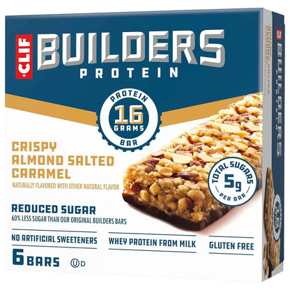 CLIF BUILDERS Reduced Sugar Protein Bar - Portable Peanut Butter Chocolate Energy Bar for Hunting, Fishing, and Backpacking