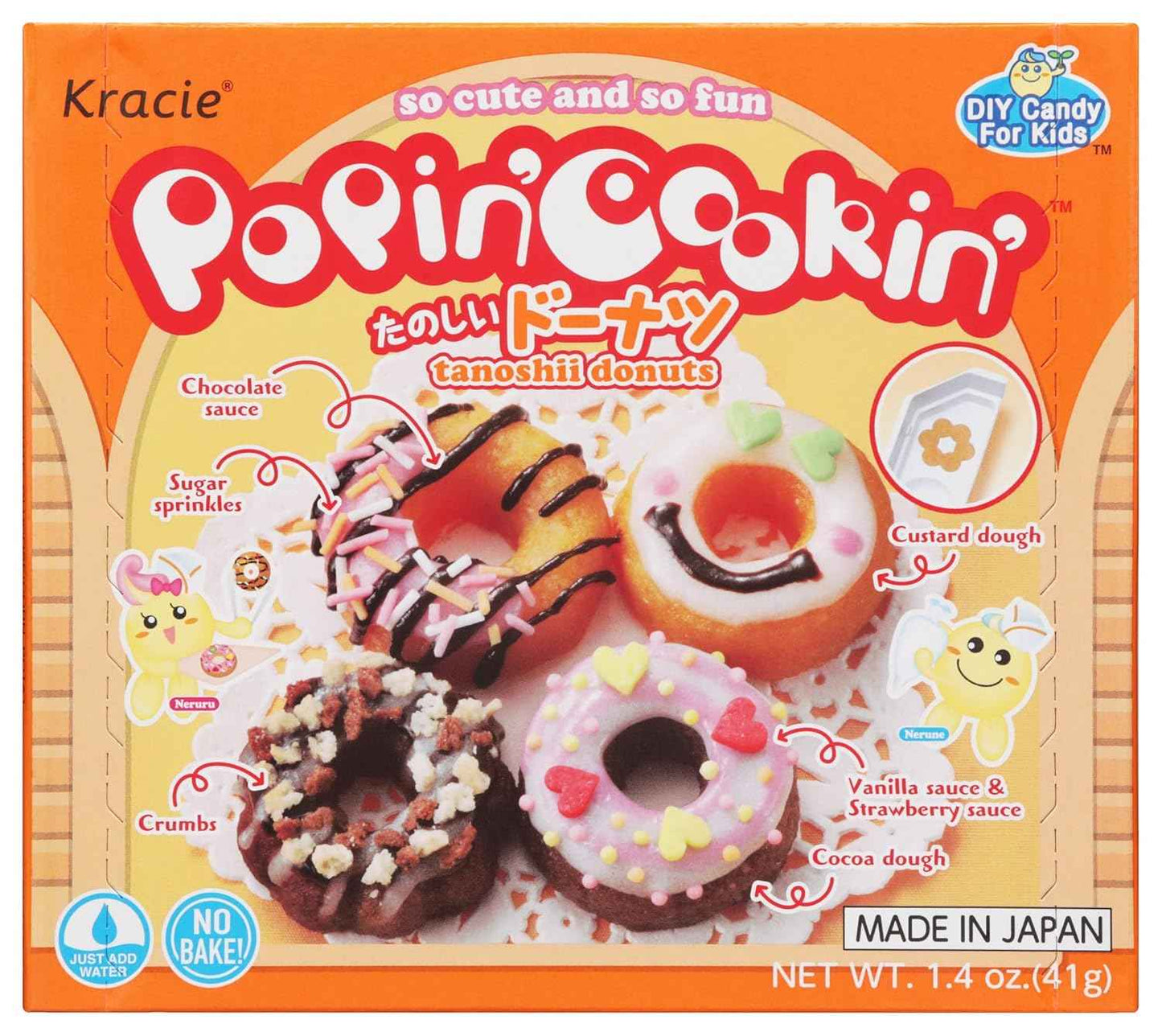 Kracie Popin' Cookin' DIY Candy Donut Kit – No-Bake Cooking Activity for Kids Ages 5-12, Rainy Day Playroom Fun
