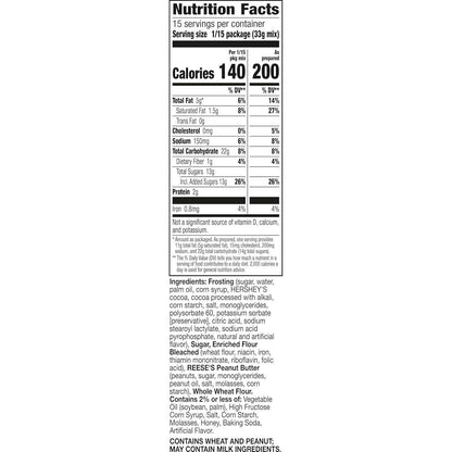 Betty Crocker REESE'S Peanut Butter No-Bake Bars – One-Box Dessert With No Extra Equipment Needed, 17.3 oz