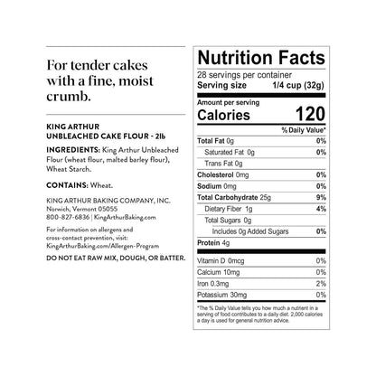 King Arthur Cake Flour Unbleached – Thoughtful Birthday Gift for Women Who Love to Bake, 2 lb Resealable Bag