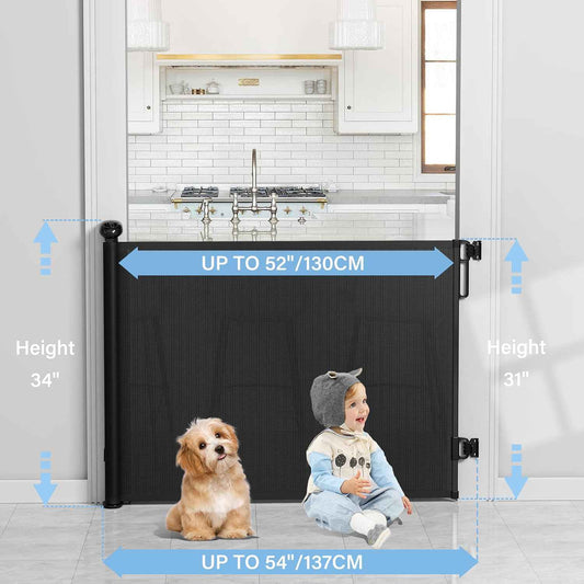 probebi Retractable Mesh Gate in White – 54" Wide Roll-Up Barrier for Clean Modern Hallways
