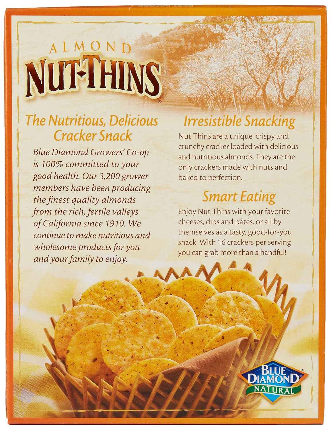 Blue Diamond Almonds Nut Thins Cheddar Cheese – 3g Protein Office Desk Cracker for Afternoon Focus Snacking
