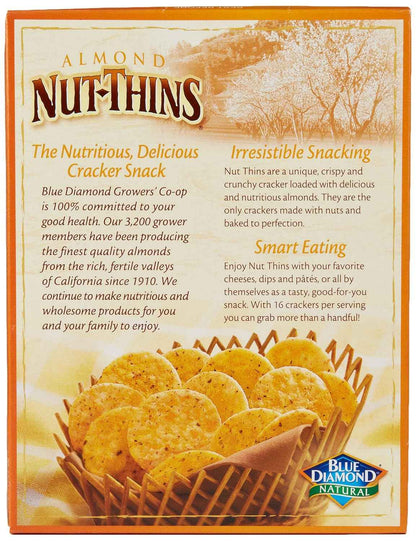 Blue Diamond Almonds Nut Thins Cheddar Cheese – 3g Protein Office Desk Cracker for Afternoon Focus Snacking