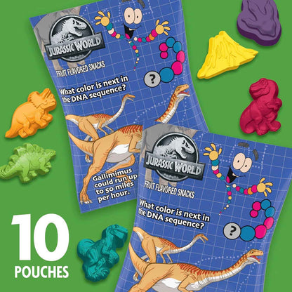 Jurassic World Fruit Flavored Snacks – Portable Dinosaur Gummies for Road Trips, Picnics and Park Outings, 10 Pouches