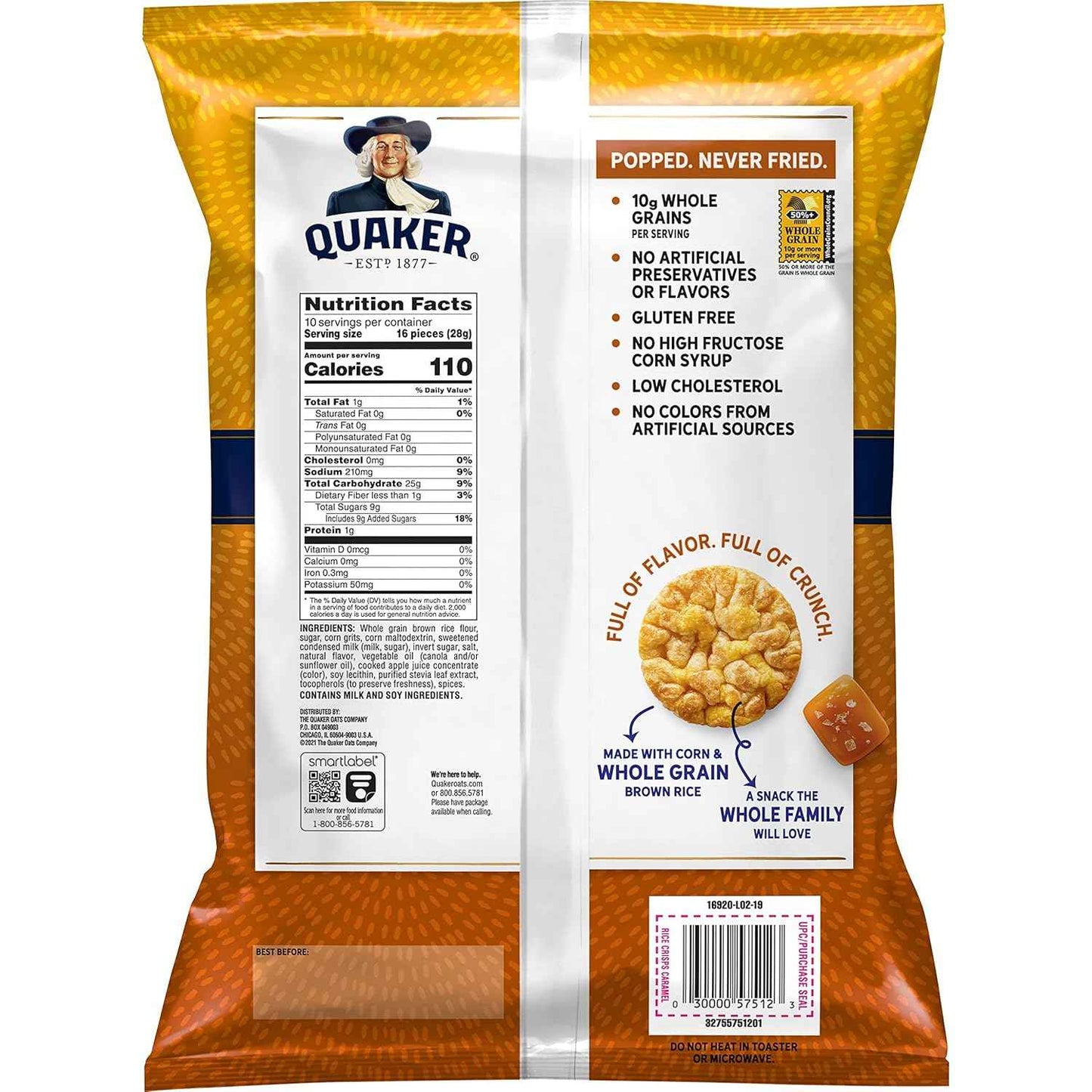 Quaker Rice Crisps Caramel – Lunchbox Sweet Snack for Back-to-School Days