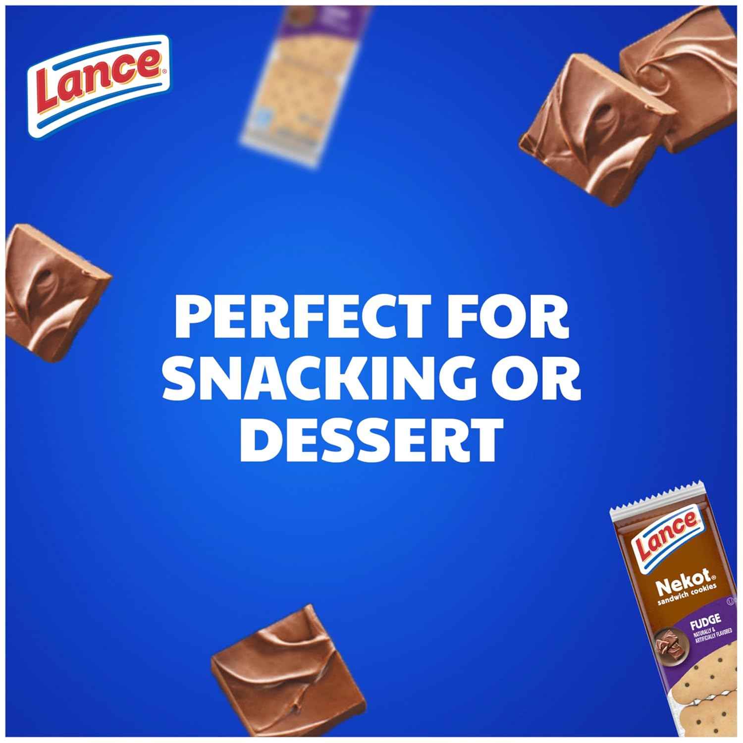 Lance Sandwich Cookies, Nekot Fudge, 10 Individually Wrapped Packs for School Lunches and After-School Snacks
