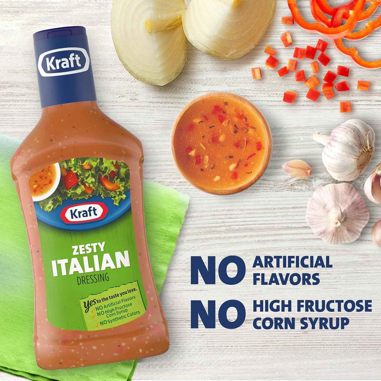 Kraft Zesty Italian Dressing – Picnic Ready Marinade for Grilled Chicken and Veggies