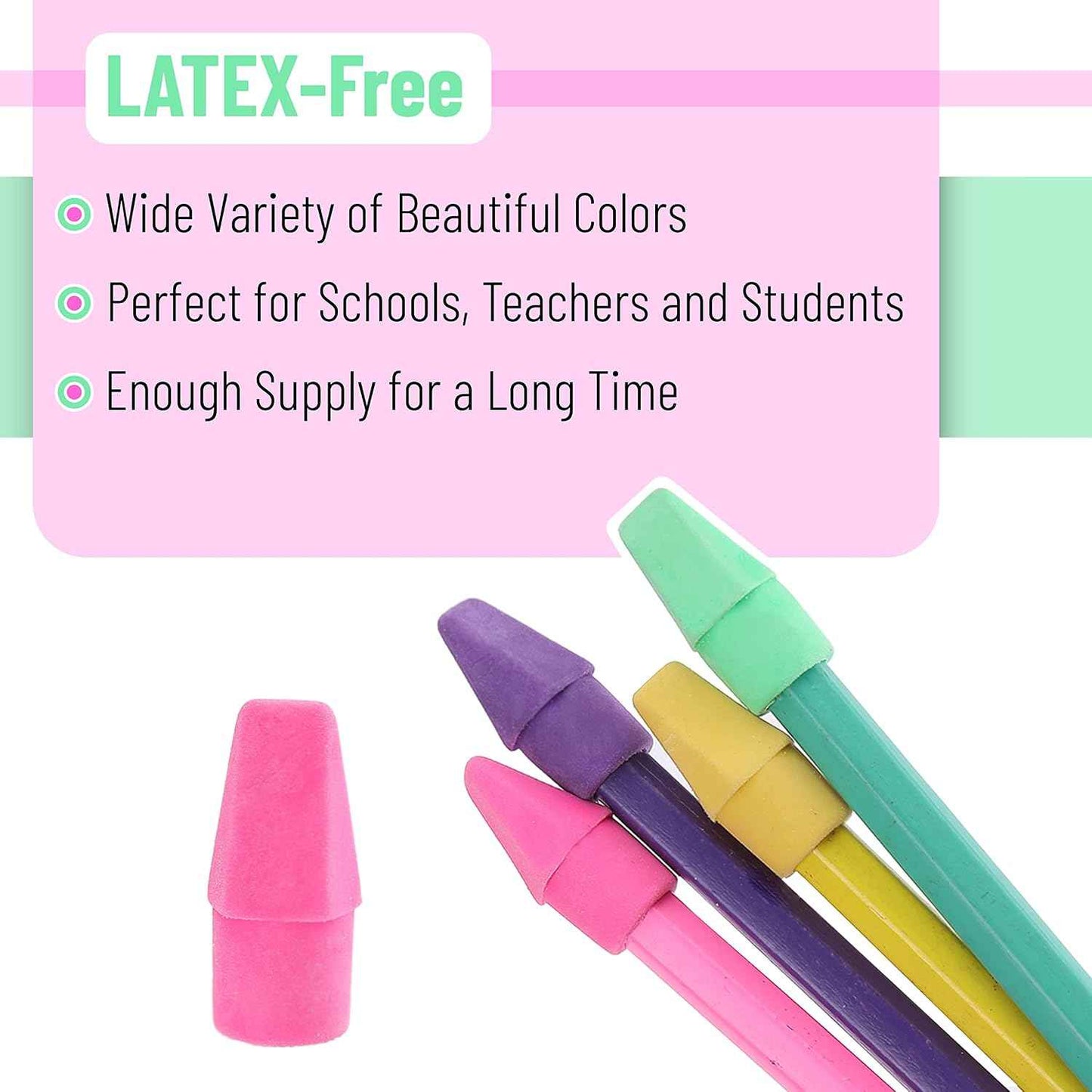 Mr. Pen- Latex-Free Pencil Cap Erasers in 38 Colors, Thoughtful Bulk Gift for Teachers, Homeschool Parents, and Stocking Stuffers