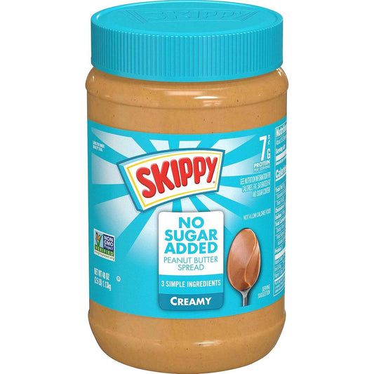 SKIPPY No Sugar Added Creamy Peanut Butter – School Lunchbox Safe Spread for Picky Eaters