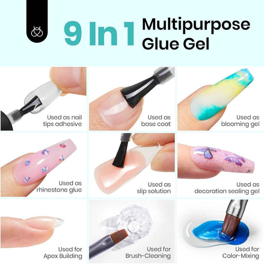 Beetles 9-in-1 Nail Glue Set – Clutter-Free Vanity Essential, One Bottle Replaces Six Separate Nail Products