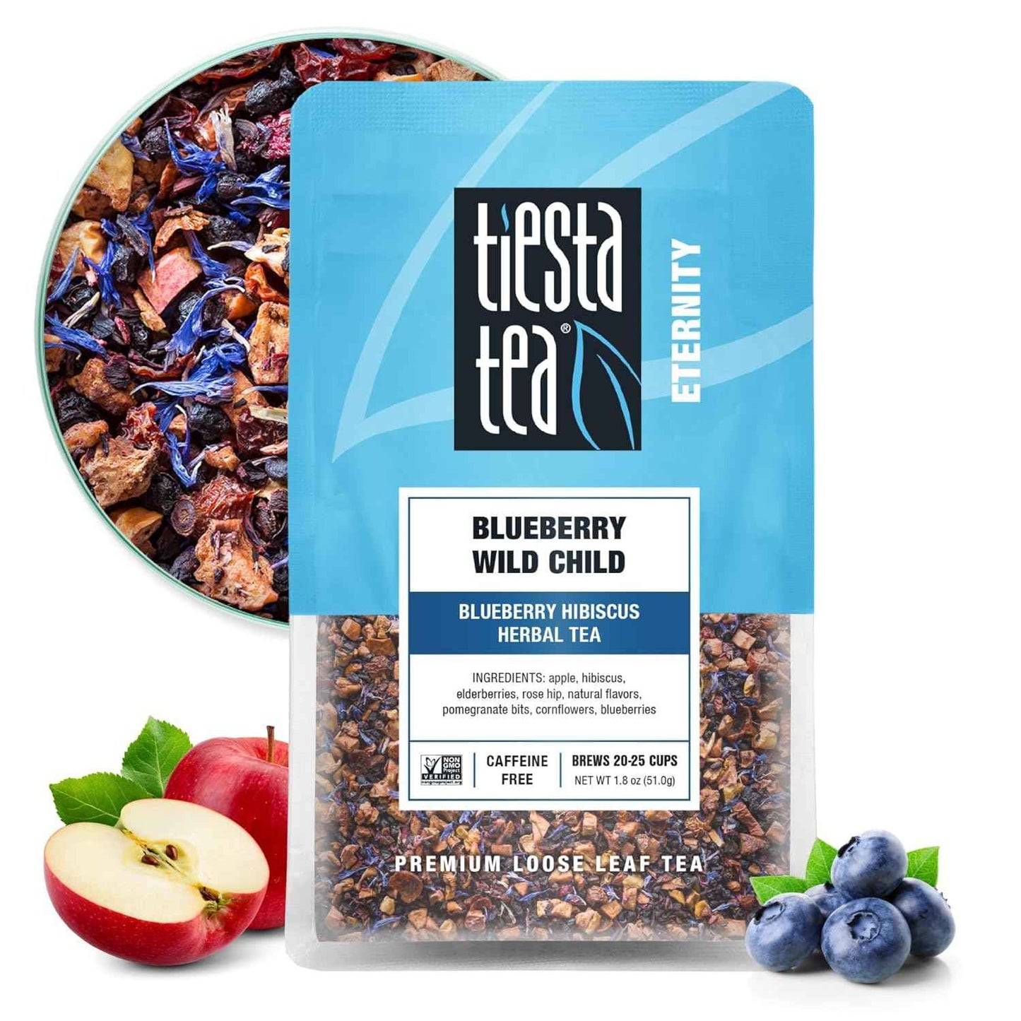 Tiesta Tea Blueberry Wild Child Loose Leaf – Travel-Friendly Iced Tea for Picnics, Camping Trips, and Backyard Lounging, 25-Cup Pouch