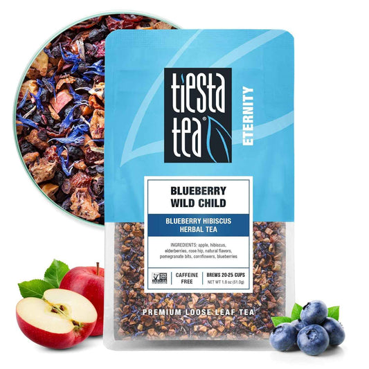 Tiesta Tea Blueberry Wild Child Loose Leaf – Travel-Friendly Iced Tea for Picnics, Camping Trips, and Backyard Lounging, 25-Cup Pouch