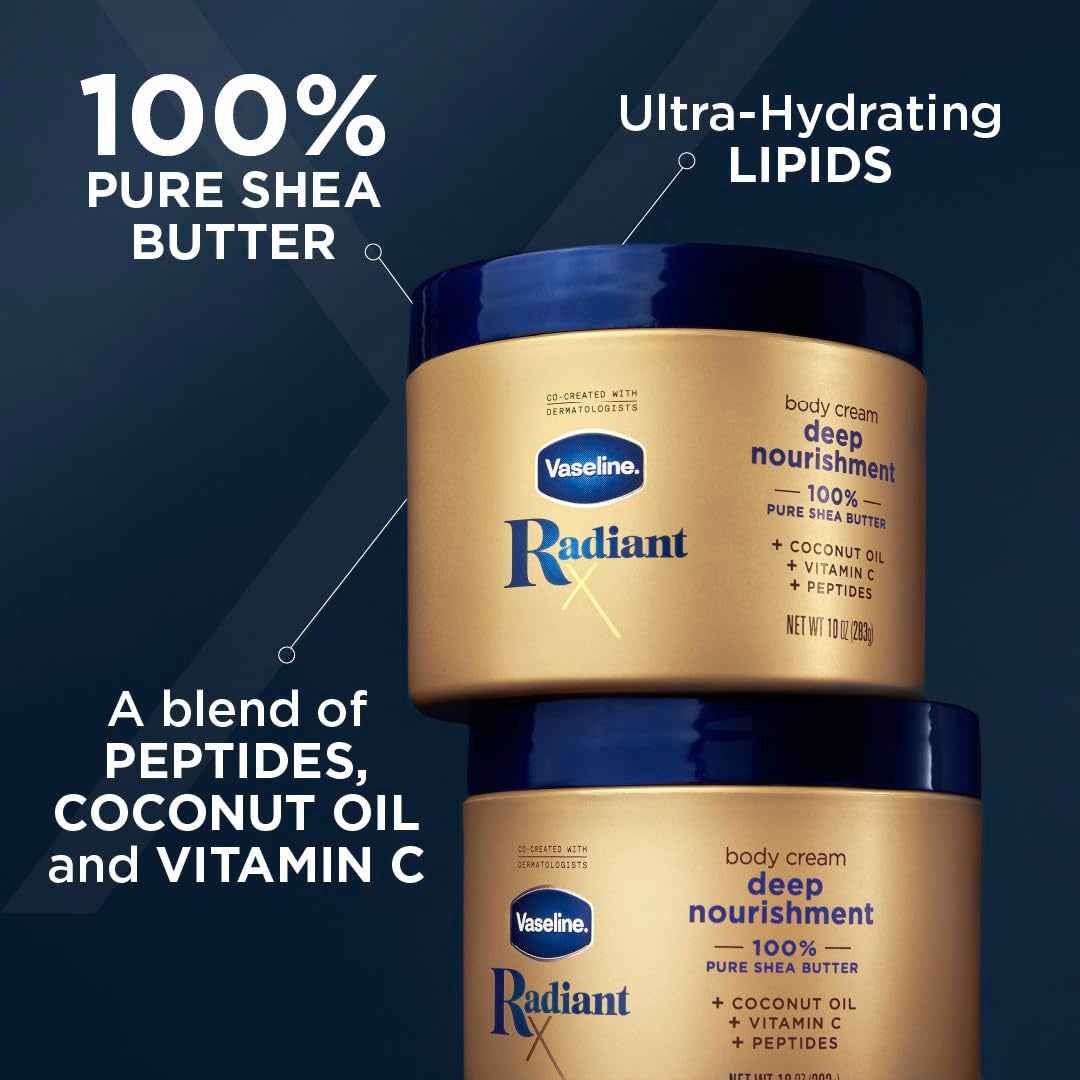 Vaseline Radiant X Deep Nourishment Body Cream – Thoughtful Birthday Gift for Women Who Love Self-Care and Soft Skin