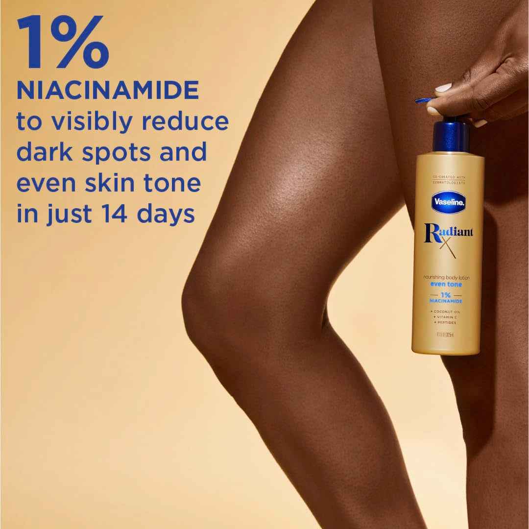 Vaseline Radiant X Even Tone Body Lotion 11 oz – Thoughtful Skincare Gift for Her with Visible Dark Spot Results