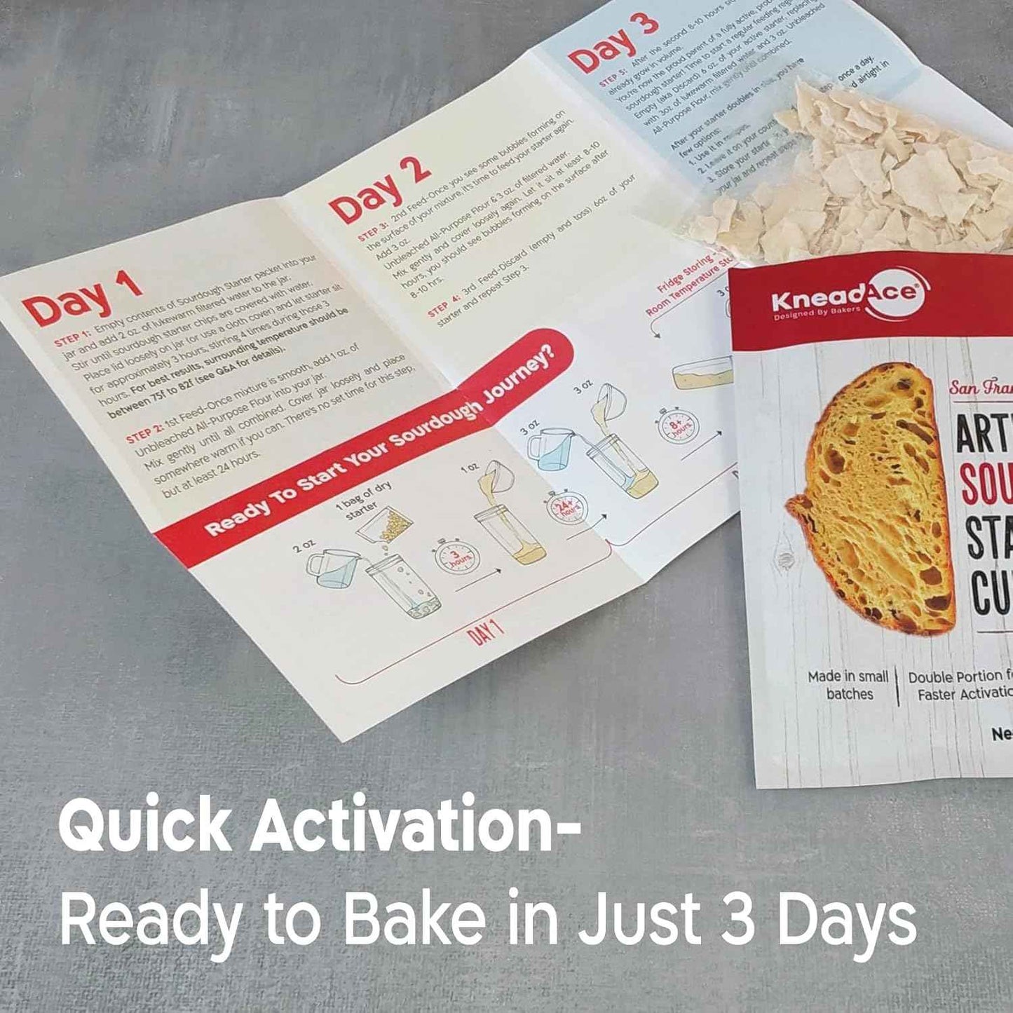 KneadAce Sourdough Starter Culture – Thoughtful Birthday Gift for Women Who Love Baking, Fast-Activating Wild Yeast for Homemade Bread