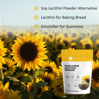 Kate Naturals Sunflower Lecithin Powder – Wellness Pantry Staple for Hormone Balance and Smooth Gummy Recipes