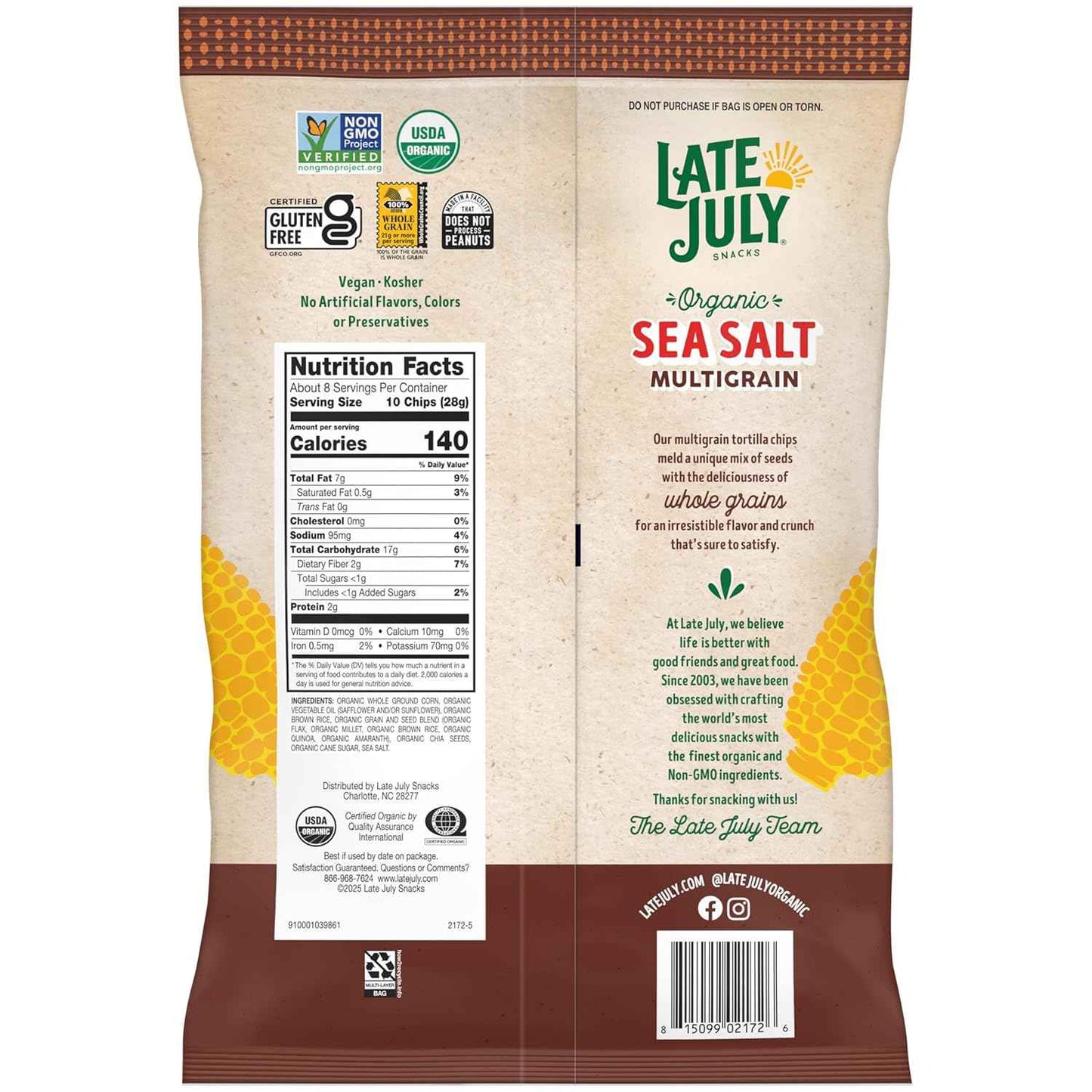 Late July Organic Sea Salt Multigrain Tortilla Chips – Mindful Office Desk Snack for Clean-Ingredient Lifestyles