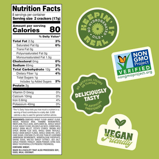 Back to Nature Multigrain Flax Seeded Flatbread Crackers – Portable Cracker for Picnic Cheese Plates