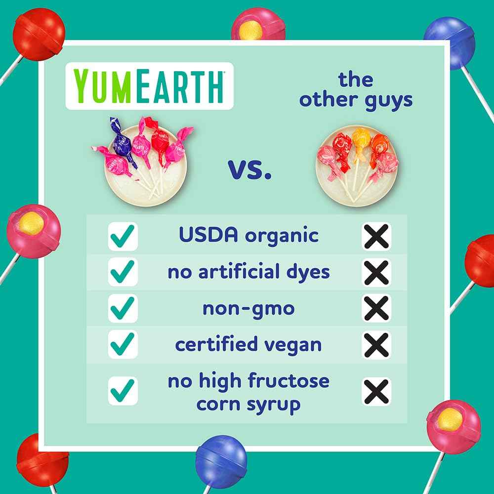 YumEarth Organic Duo Pops – Dye-Free Chewy Center Lollipops for Nursery Snack Jars and Sunday School Treasure Boxes