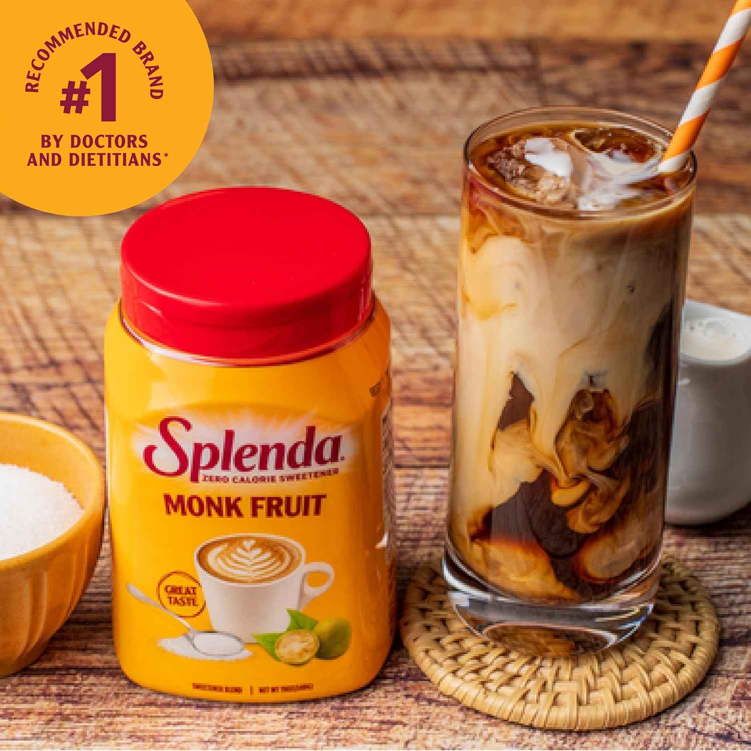 SPLENDA Monk Fruit Zero Calorie Sweetener – Streamlined Pantry Upgrade for Clutter Free Kitchens, Cup-for-Cup Sugar Swap