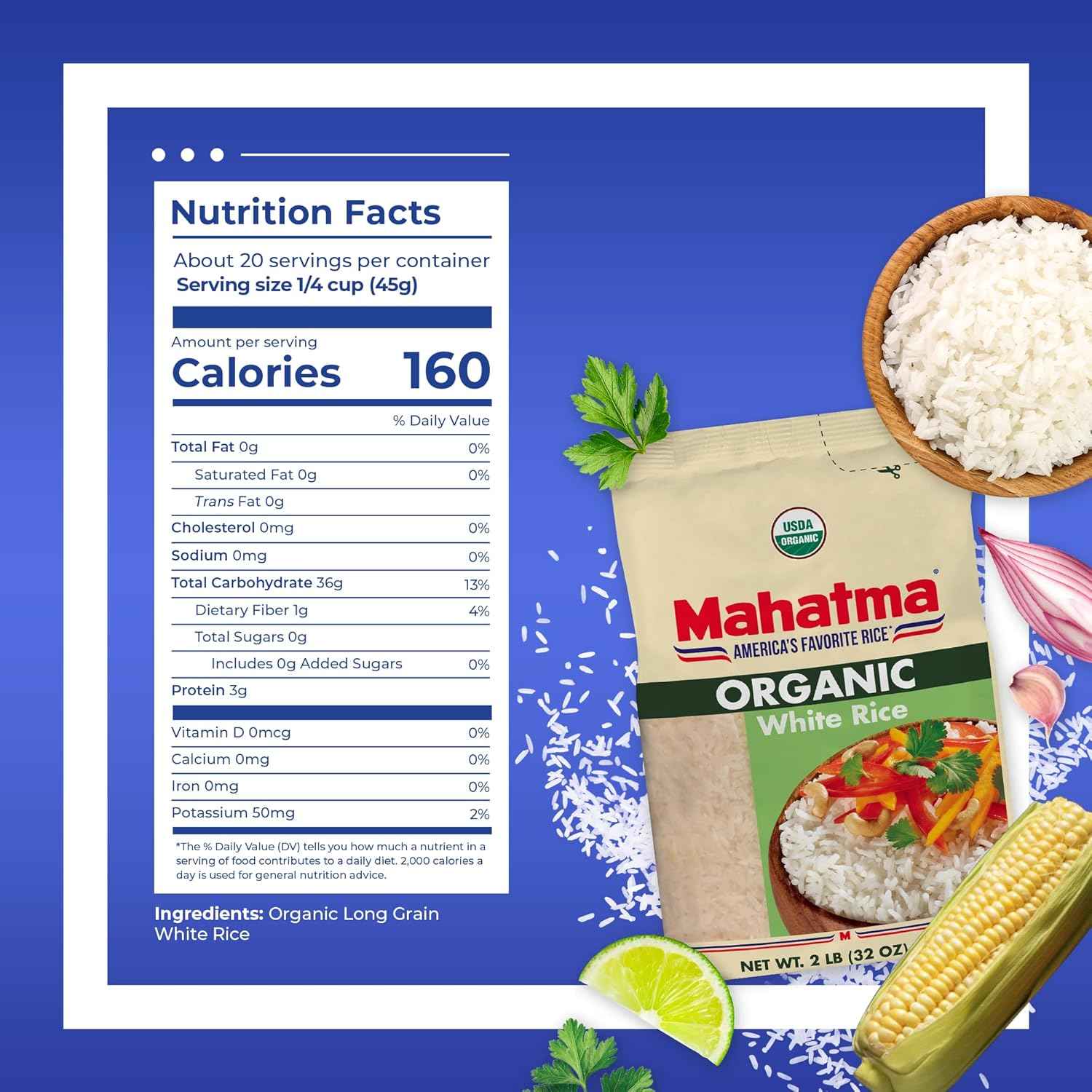 Mahatma Organic White Rice, 2lb – Mindful Meal Prep Staple for Clean Eating