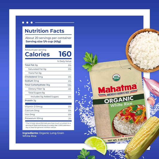 Mahatma Organic White Rice, 2lb – Mindful Meal Prep Staple for Clean Eating