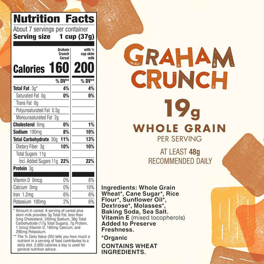 Cascadian Farm Organic Graham Crunch Cereal – Organic Breakfast Bowl for Alpha-Gal Friendly Comfort Food Routines