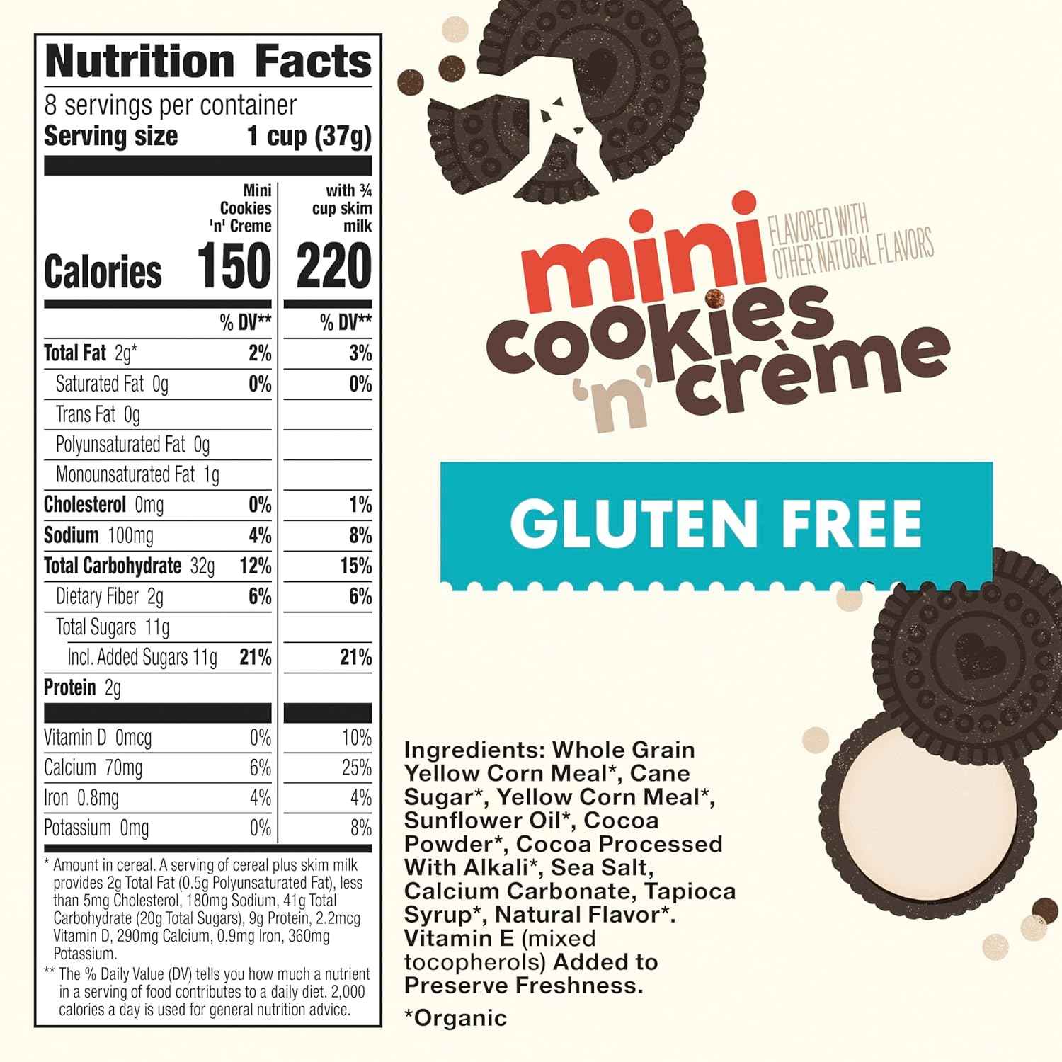 Cascadian Farm Organic Mini Cookies 'n' Crème Cereal – Grandparent Gift Basket Staple for the Grandchildren's Visit