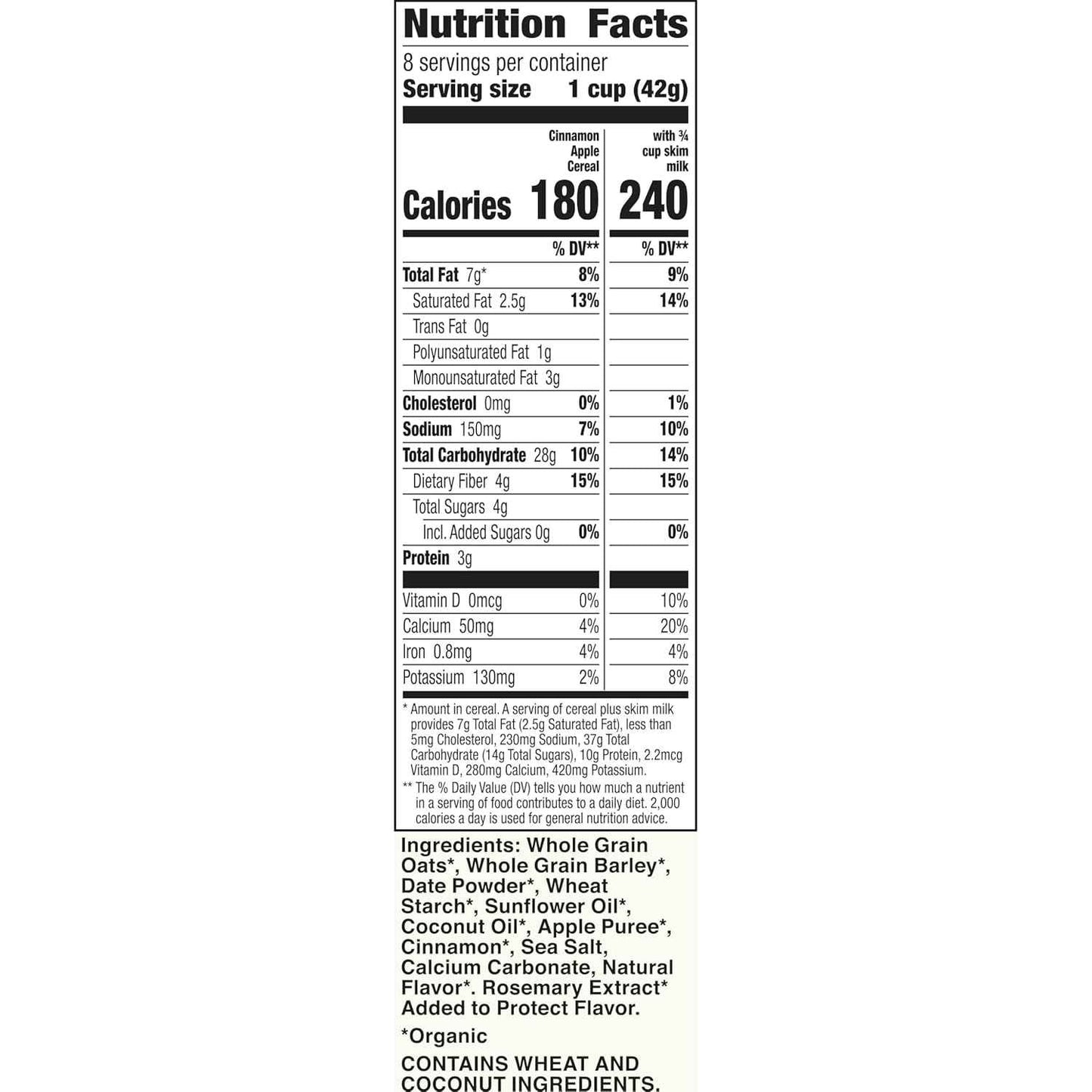Cascadian Farm Organic Cinnamon Apple Cereal – Wholesome Cinnamon Apple Flavor Picky Eaters Love, 12 oz Pantry Box