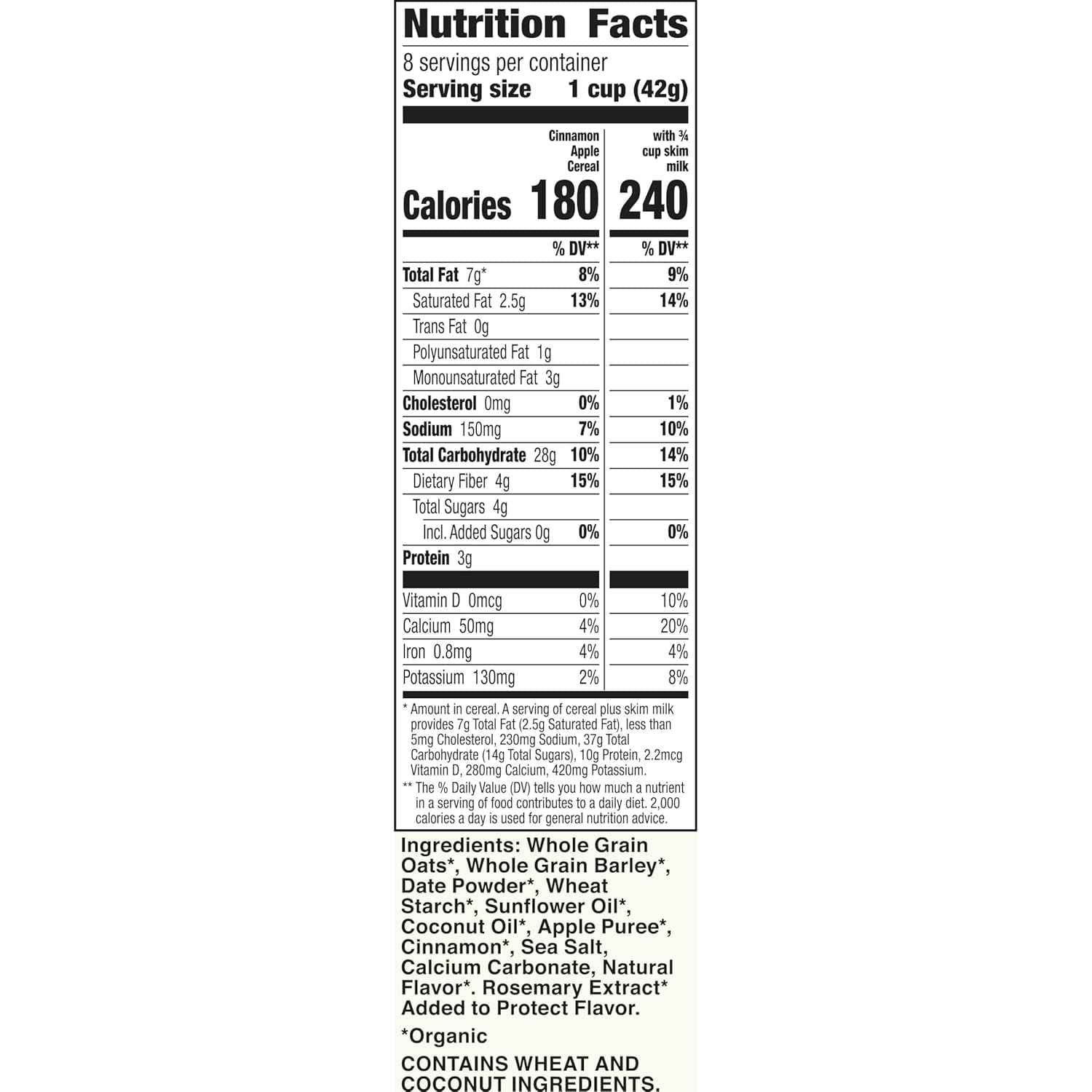Cascadian Farm Organic Cinnamon Apple Cereal – Wholesome Cinnamon Apple Flavor Picky Eaters Love, 12 oz Pantry Box
