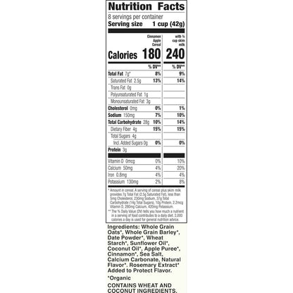 Cascadian Farm Organic Cinnamon Apple Cereal – Wholesome Cinnamon Apple Flavor Picky Eaters Love, 12 oz Pantry Box