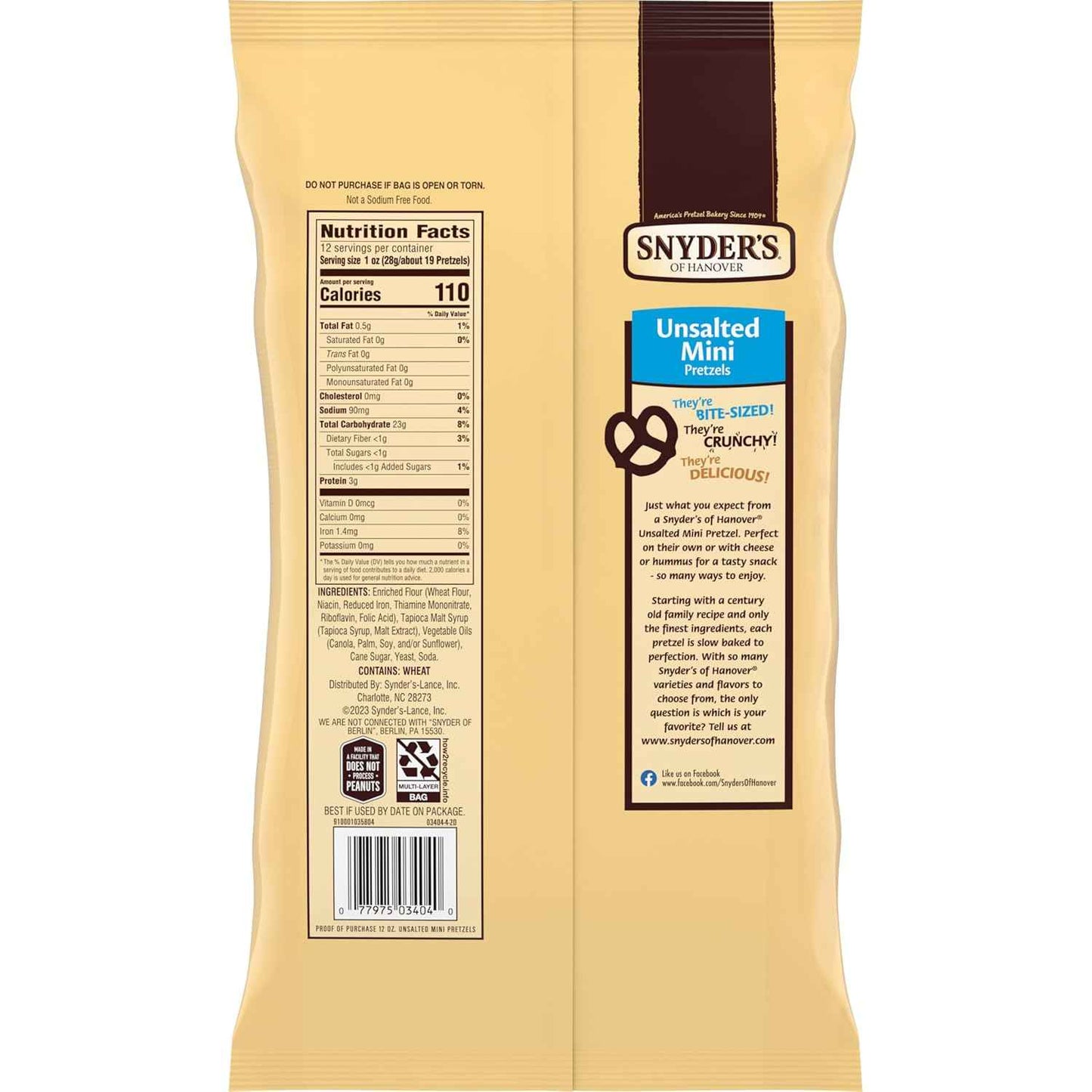 Snyder's of Hanover Unsalted Mini Pretzels – Low-Sodium Crunch for Sodium-Conscious Adults