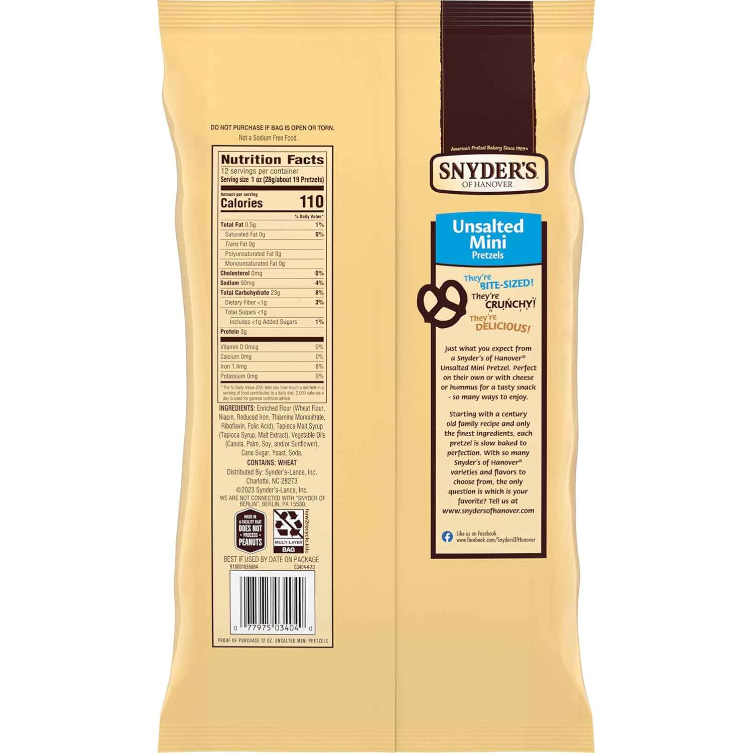 Snyder's of Hanover Unsalted Mini Pretzels – Low-Sodium Crunch for Sodium-Conscious Adults