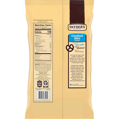 Snyder's of Hanover Unsalted Mini Pretzels – Low-Sodium Crunch for Sodium-Conscious Adults